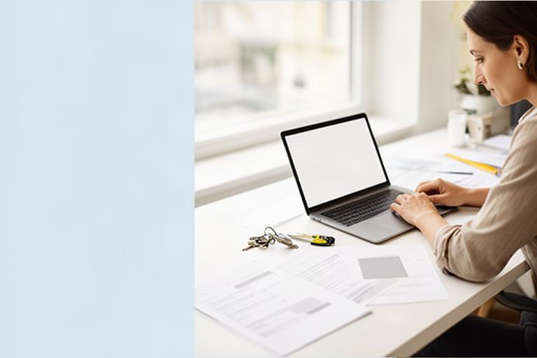 Home services professional reviewing customer information at a bright desk in Baie-Comeau
