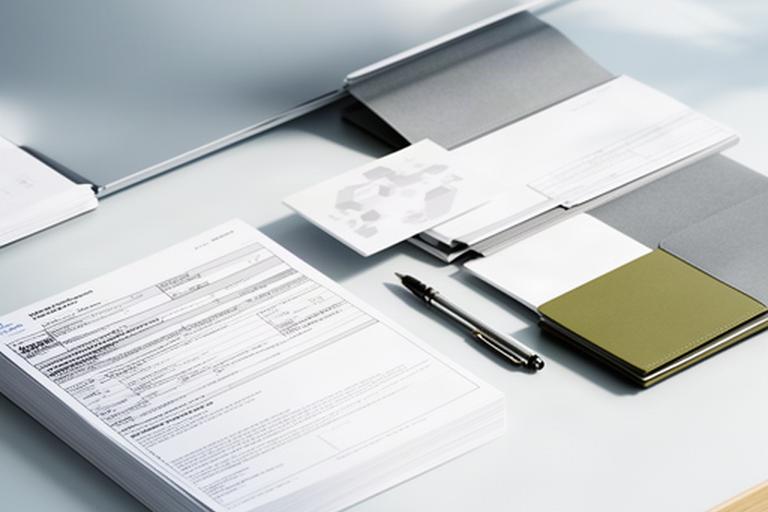 Organized service records and laptop on a clean office table with a privacy notice visible